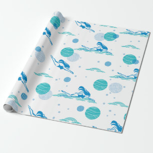 Schwimmmädchen im Wasserkunstmuster Geschenkpapier