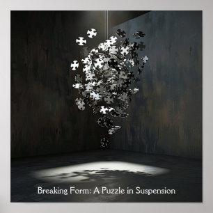 Schwimmpuzzle Form: Abstraktes skulpturales Design Poster