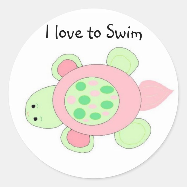 Schwimmschildkröte Runder Aufkleber (Vorderseite)