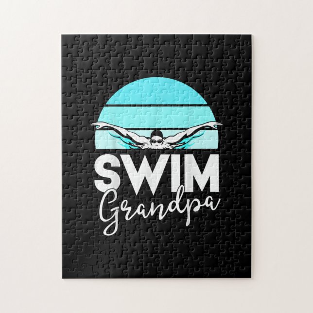 Schwimmteam Grandpa Papa Schwimmbad Meet Schwimmer (Vertikal)