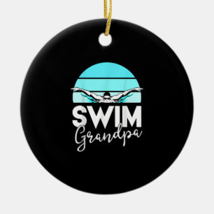 Schwimmteam Grandpa Papa Schwimmbad Meet Schwimmer Keramik Ornament