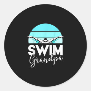 Schwimmteam Grandpa Papa Schwimmbad Meet Schwimmer Runder Aufkleber