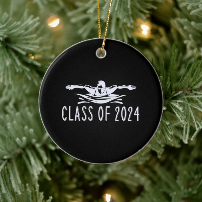 Schwimmteam-Klasse 2024 Schwimmer Keramik Ornament (Baum)