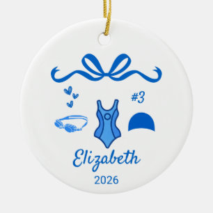 Schwimmteam-Schmuck, Schwimmen Weihnachten Keramik Ornament