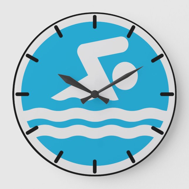 Schwimmuhr für Schwimmbad oder Schwimmbäder Große Wanduhr (Vorderseite)