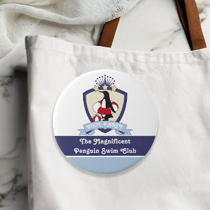 Schwimmverein-Wappen Süßer Pinguin Sommer-Spaß Kin Button
