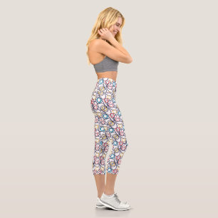 Schwindel-Doodle-Kreise auf weiß Capri Leggings