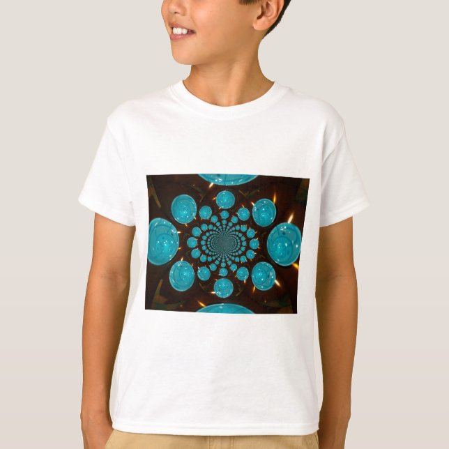 Schwindeldarstellung von Cyan Lights Kaleidoskop T-Shirt (Vorderseite)
