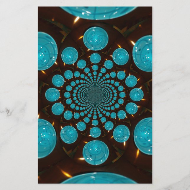 Schwindelnde Anzeige von Cyan Lights Kaleidoskop A Briefpapier (Vorderseite)
