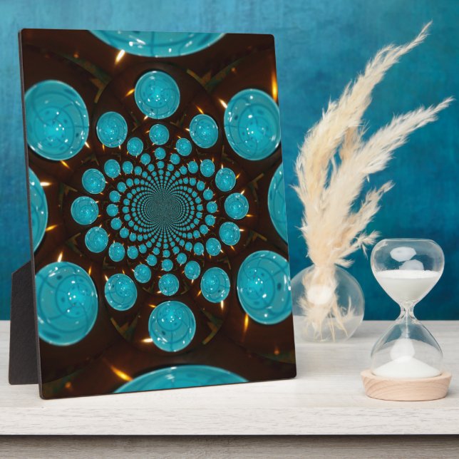 Schwindelnde Anzeige von Cyan Lights Kaleidoskop A Fotoplatte (Seite)