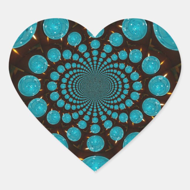 Schwindelnde Anzeige von Cyan Lights Kaleidoskop A Herz-Aufkleber (Vorderseite)