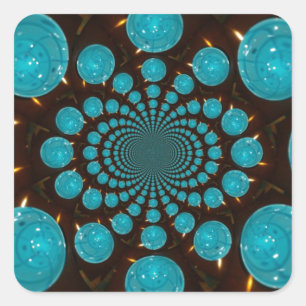 Schwindelnde Anzeige von Cyan Lights Kaleidoskop A Quadratischer Aufkleber