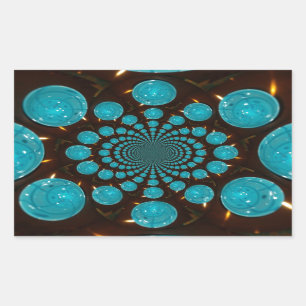 Schwindelnde Anzeige von Cyan Lights Kaleidoskop A Rechteckiger Aufkleber