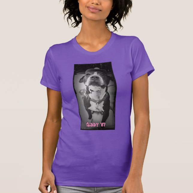 Schwindlige hohe Damen-lila T - Shirt (Vorderseite)