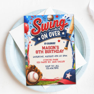 Schwing auf Baseball-Geburtstag, Baseball-Party ei Einladung