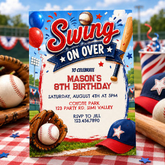 Schwing auf Baseball-Geburtstag, Baseball-Party Einladung