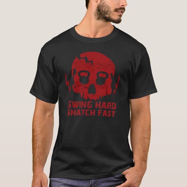 Schwingen-hartes Zugreifen schnell - Kettlebell T-Shirt (Vorderseite)