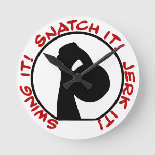 Schwingen Sie es! Schnappen Sie es! Stoßen Sie es Runde Wanduhr