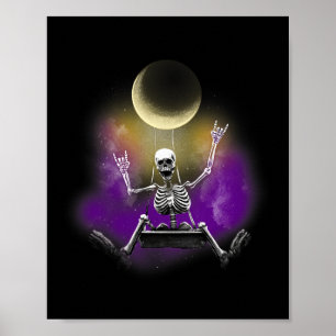 Schwingen Skeleton Rockstar Moonlit Halloween Knoc Poster