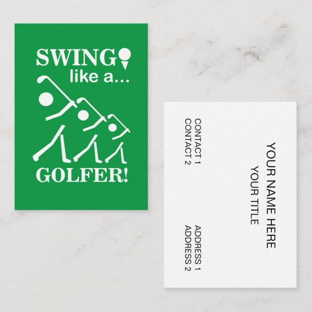Schwingen wie ein Golfer Golf Instructor Golf Pro Visitenkarte (Vorne/Hinten)