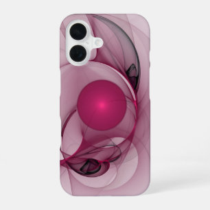 Schwingendes Fraktal, moderne abstrakte Berry Pink iPhone 16 Hülle