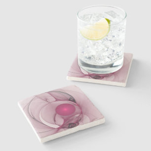 Schwingendes Fraktal, moderne abstrakte Berry Pink Steinuntersetzer