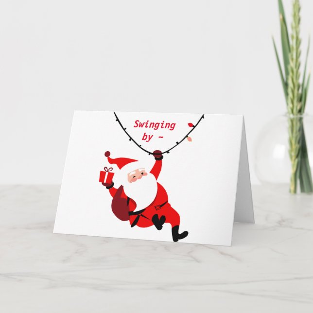 SCHWINGING SANTA CHRISTMAS CARD FÜR JEDEN DANKESKARTE (Vorderseite)