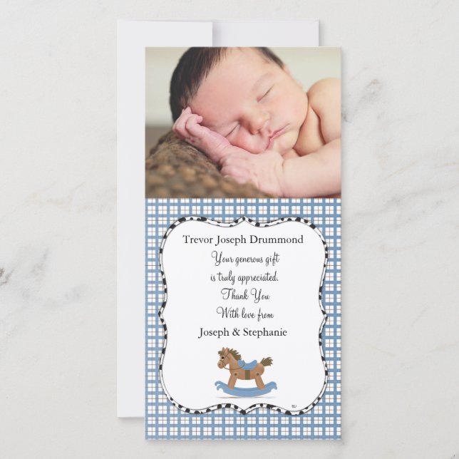 Schwingpferdebaby danken Ihnen Foto-Karte Dankeskarte (Vorderseite)