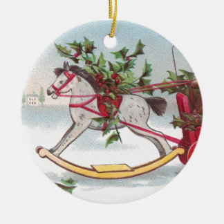SchwingpferdeVintages Weihnachten Keramikornament