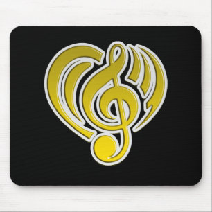 Schwingungen Musikalische Liebe Gelbes Herz Musikn Mousepad