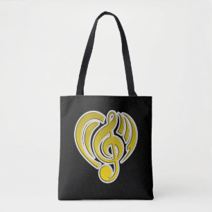 Schwingungen Musikalische Liebe Gelbes Herz Musikn Tasche