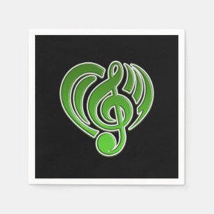 Schwingungen Musikalische Liebe Grün Herz Musik No Serviette