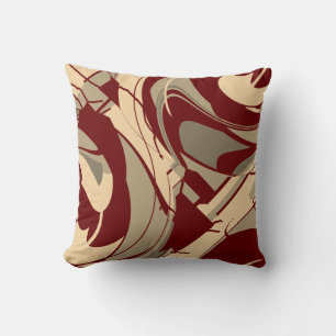 Schwirbeln Burgund Beige Taupe Blumendesign Kissen