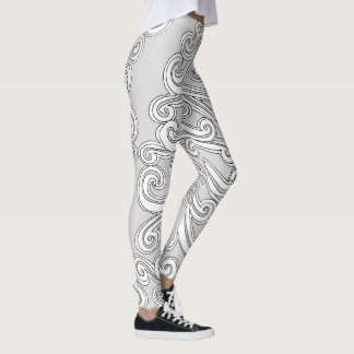 Schwirbelnde Paisley Doodle in beliebiger Farbe Leggings