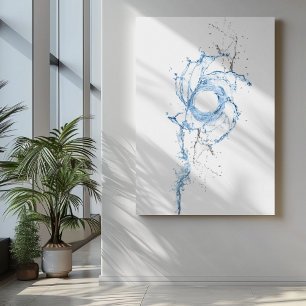 Schwirbelnde Wasserspritzen in Blau und Grau Leinwanddruck
