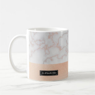 Schwirbelte Rose Gold Marmor Look Name Kaffeemasch Kaffeetasse