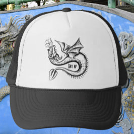 Schwul AF Drache Schwarz & Weiß Truckerkappe