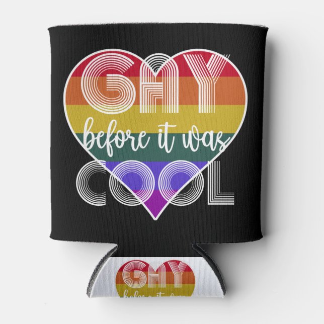 Schwul, bevor es Coole Retro-Regenbogen-Gay Pride  Dosenkühler (Vorderseite)