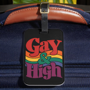 Schwul und hoch Retro LGBTQ Stolzflagge Gepäckanhänger