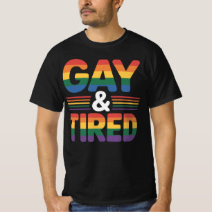 Schwul Und Müde Lgbtqia Retro-Ästhetik Lesbische P T-Shirt