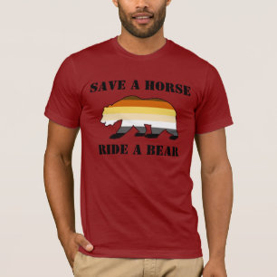 Schwule Bären Stolzflagge Rette Ein Pferd Reite Ei T-Shirt