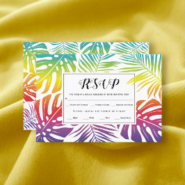Schwule, lesbische Hochzeitshilfetropische Blätter RSVP Karte