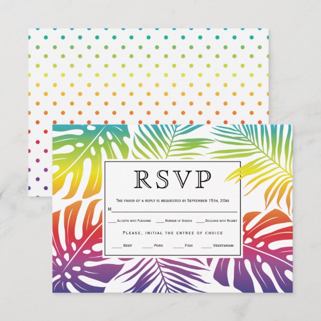 Schwule, lesbische Hochzeitsturmböcke Blätter Polk RSVP Karte (Vorne/Hinten)