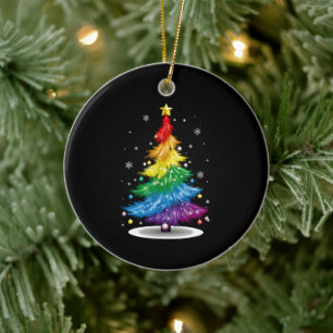 Schwule LGBT-Stolz-Regenbogen-Weihnachtsbaum Frohe Keramik Ornament