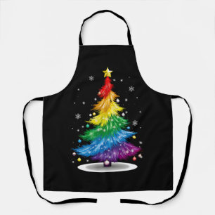 Schwule LGBT-Stolz-Regenbogen-Weihnachtsbaum Frohe Schürze
