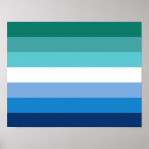 Schwule Männer-Pride-Flagge (Azure) Poster