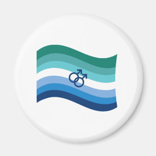 Schwule männliche Liebe Stolz Azure Wavy Flagge Magnet