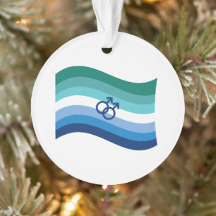 Schwule männliche Liebe Stolz Azure Wavy Flagge Ornament