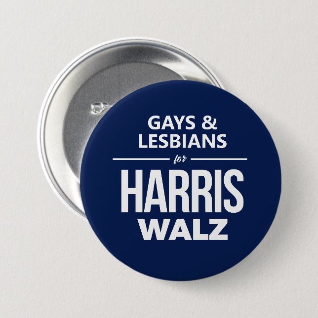 Schwule und Lesben für Harris Walz Button (Vorne & Hinten)