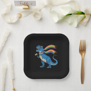 Schwulen-Stolz Dino Trex Regenbogenflagge Lgbt Ver Pappteller
